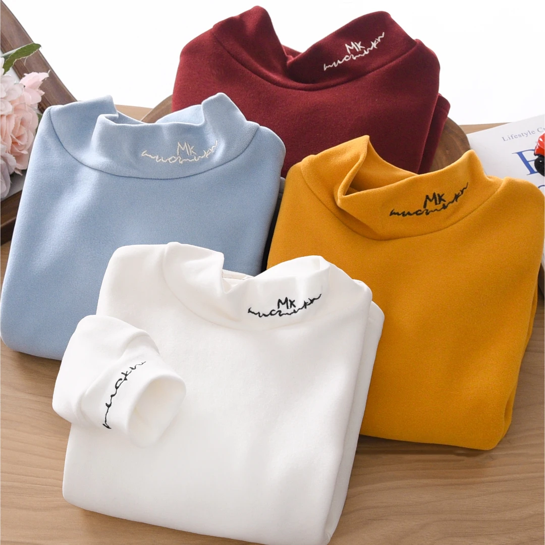 男童半高领打底衫冬季2025新款中大童加厚德绒男孩儿童装保暖长袖