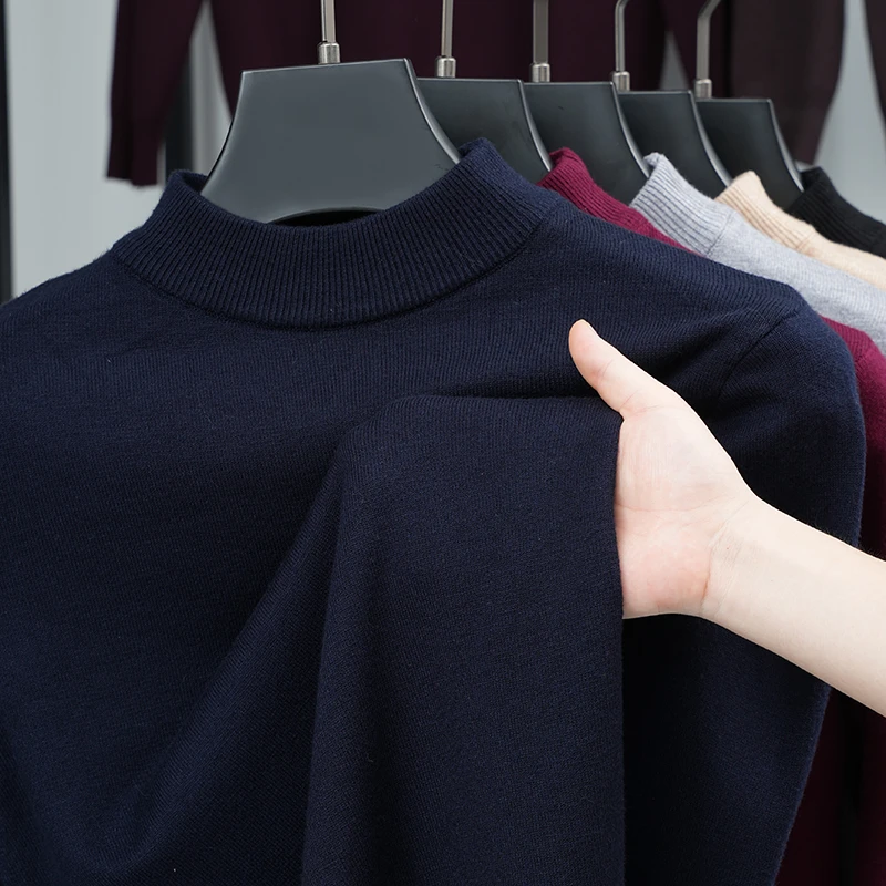 【反季热销】2025高品质男士秋冬亲肤柔软半高领针织衫可机洗不起球