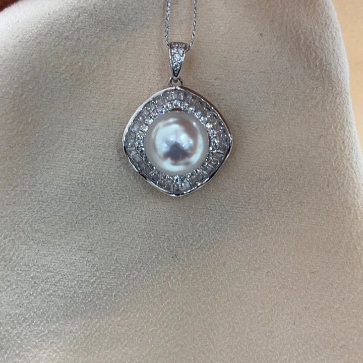 吊坠(不含链)银S925镶嵌海水珍珠10-11mm48号