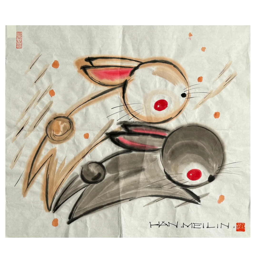 HML-1-140 兔子 尺寸55*50cm 纸本软片