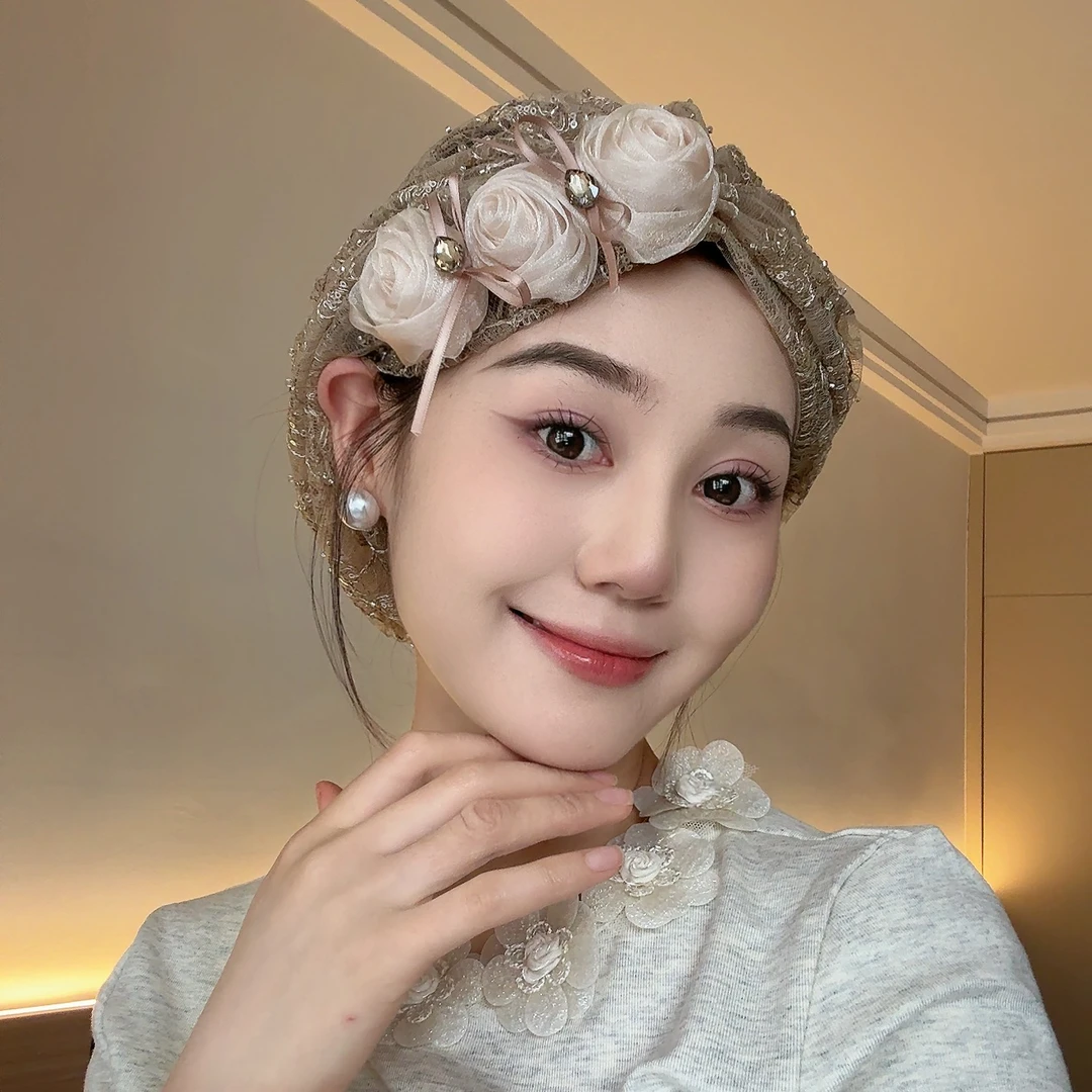 超仙轻奢玫瑰发呆帽