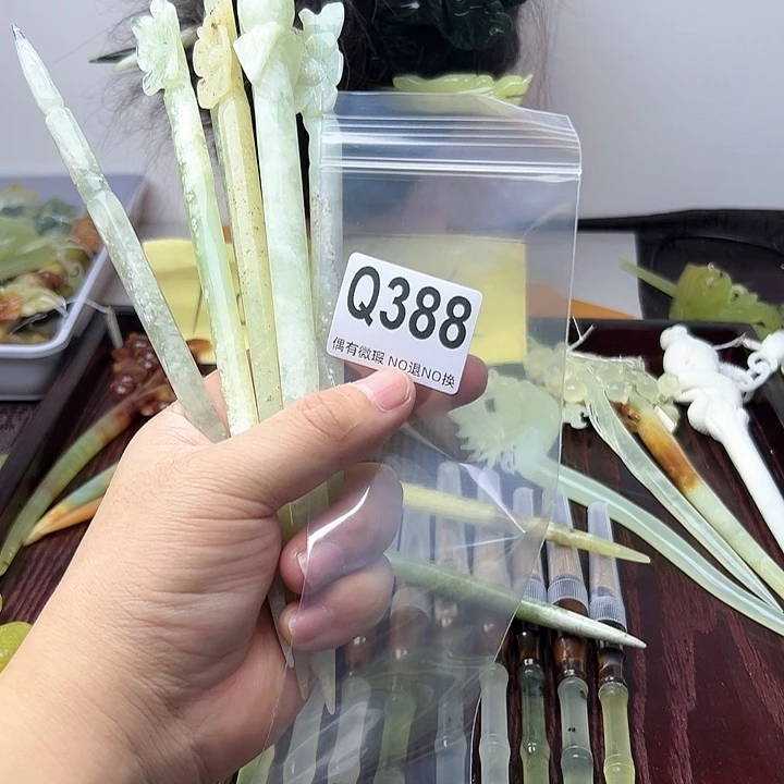 蛇纹石玉发饰合金傻*晴