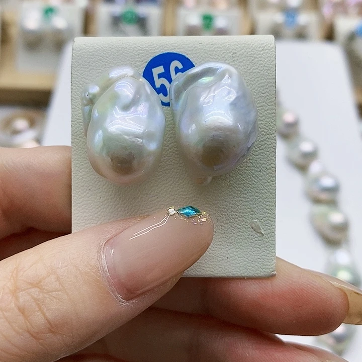 银S925镶嵌淡水珍珠耳饰