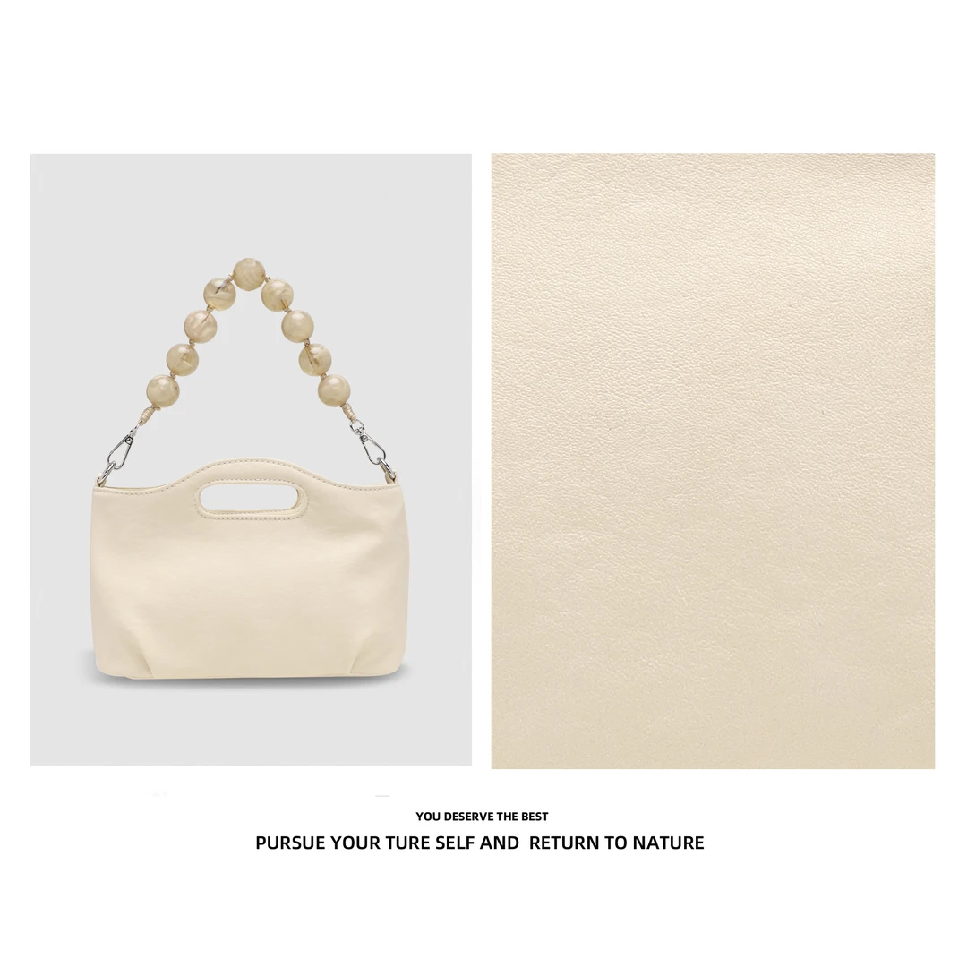 2025新款【香槟色】串珠单肩软皮洋气气质手提包