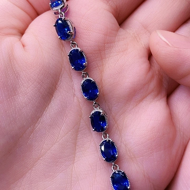 蓝宝石银S925镶嵌手链