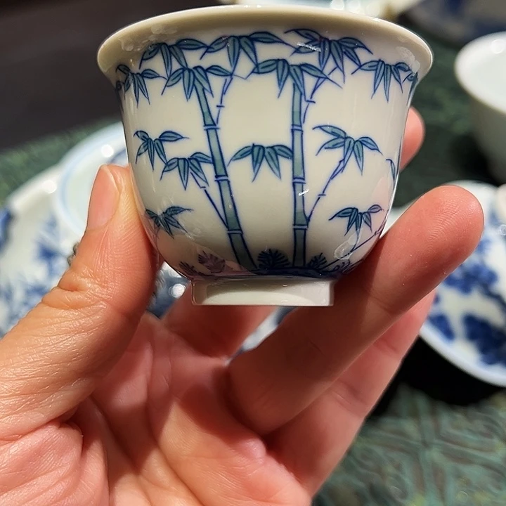 微瑕怡琅柴窑手工手绘杯杯