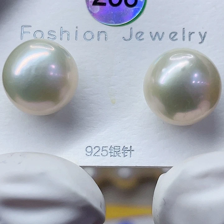 淡水珍珠耳饰银S925镶嵌默*