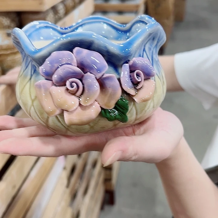 有孔.凑满10元发货多肉陶瓷花盆！