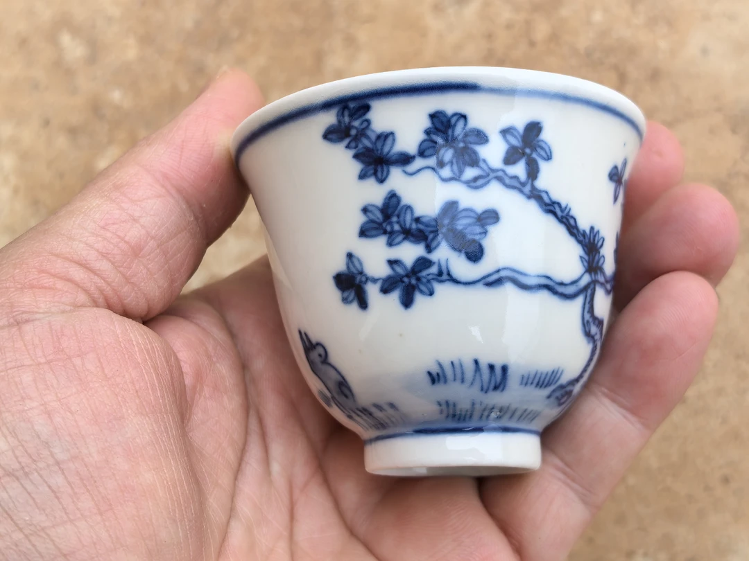 老龙窑主人杯原矿青花若深珍藏杯八月桂花枝生无限月花满自然秋