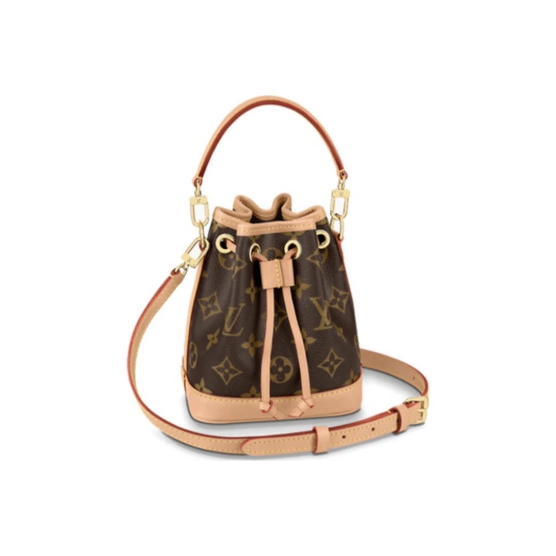 99新 LouisVuitton/路易威登 NOE 经典老花 牛皮拼帆布水桶斜挎包