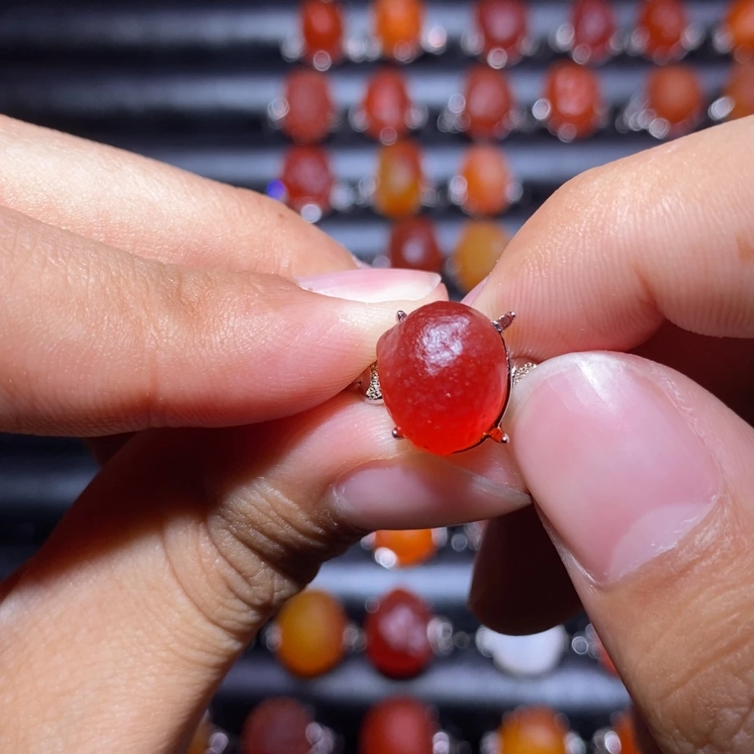 米***粒玛瑙/玉髓合金戒指