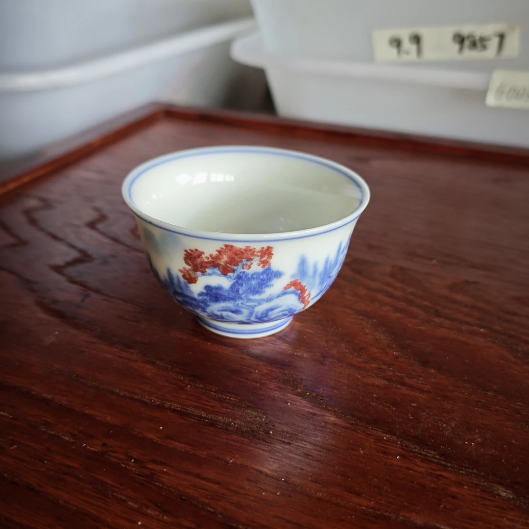 玲珑堂2605瓷器青花山水陶瓷品茗主人杯