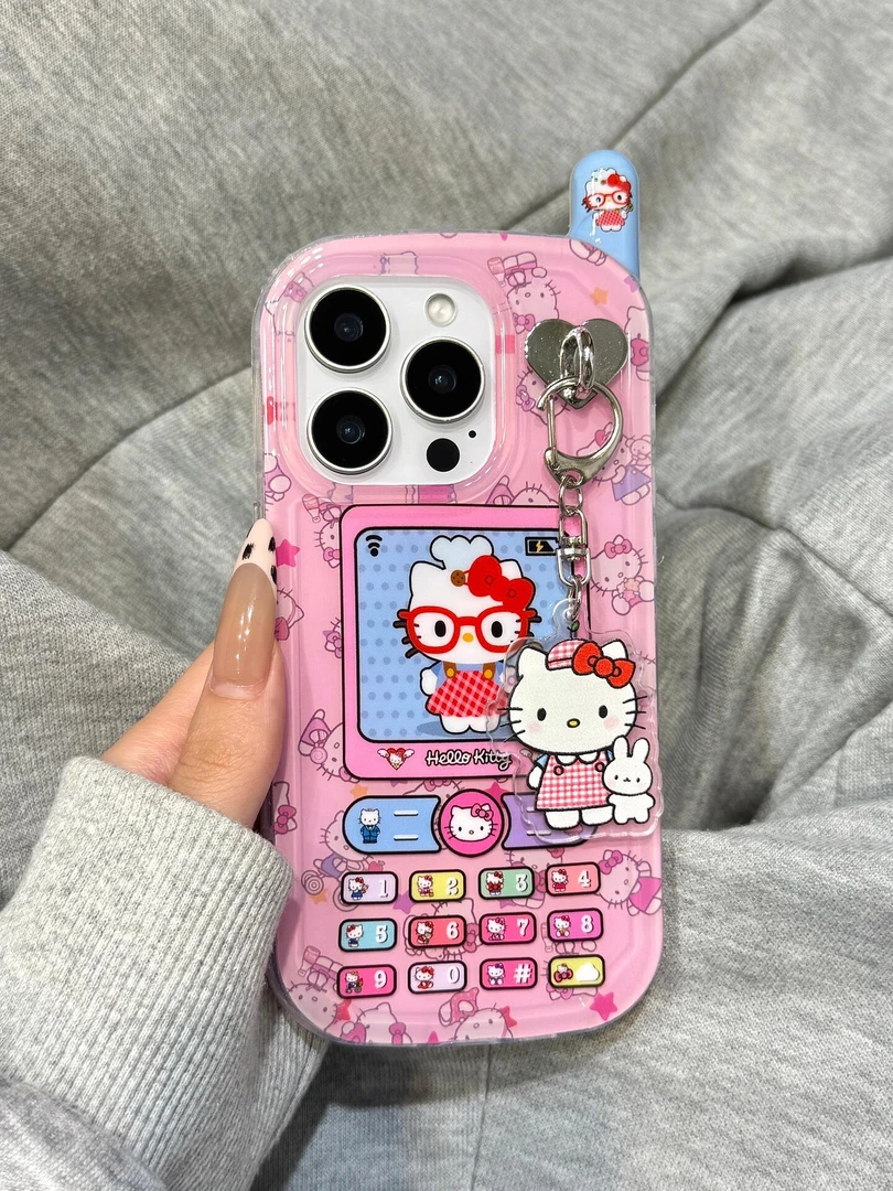 创意大哥大造型适用iphone16苹果15promax手机壳卡通kt猫1413少女