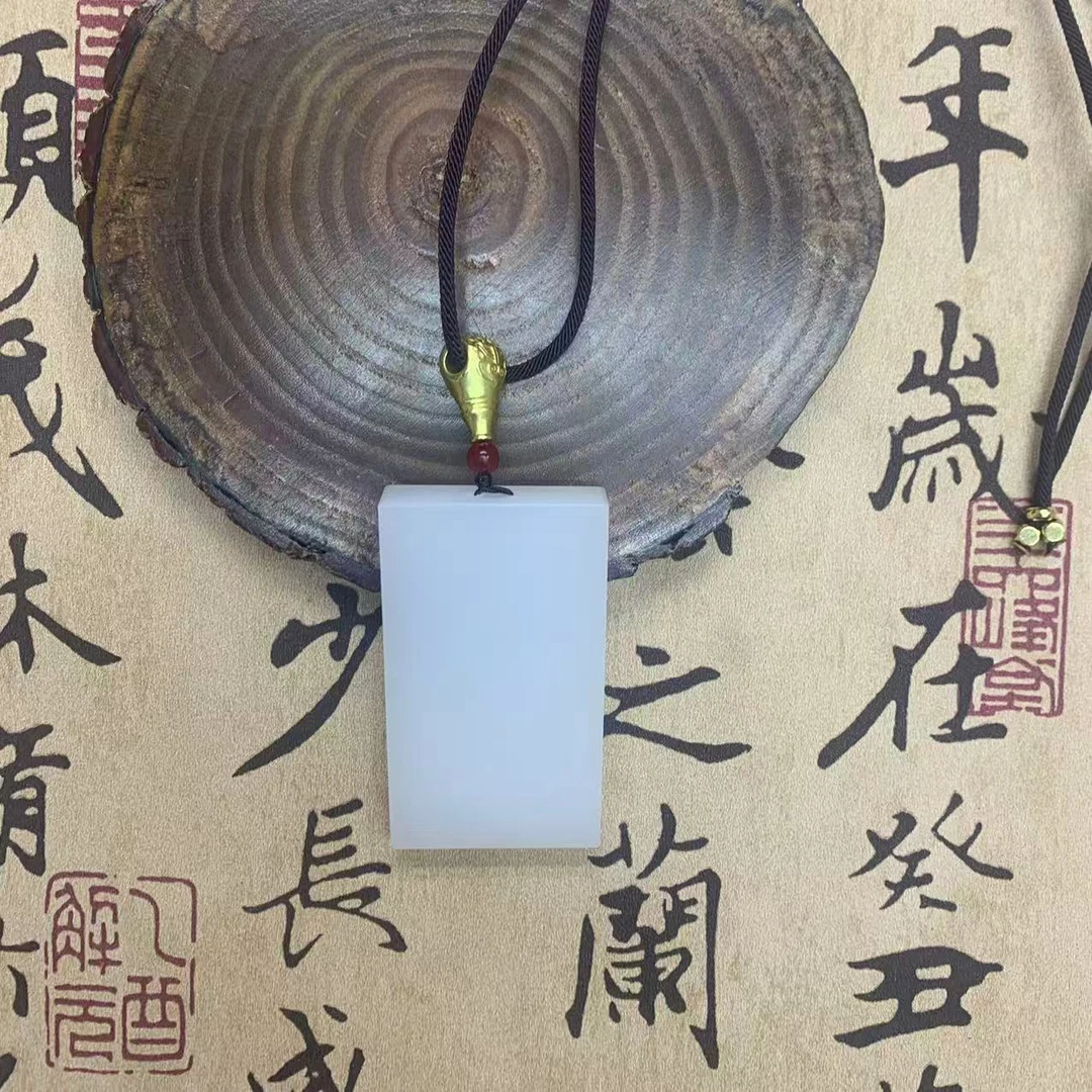 精美打磨大尺寸4*7方块无事牌吊坠-百搭-时尚-气质
