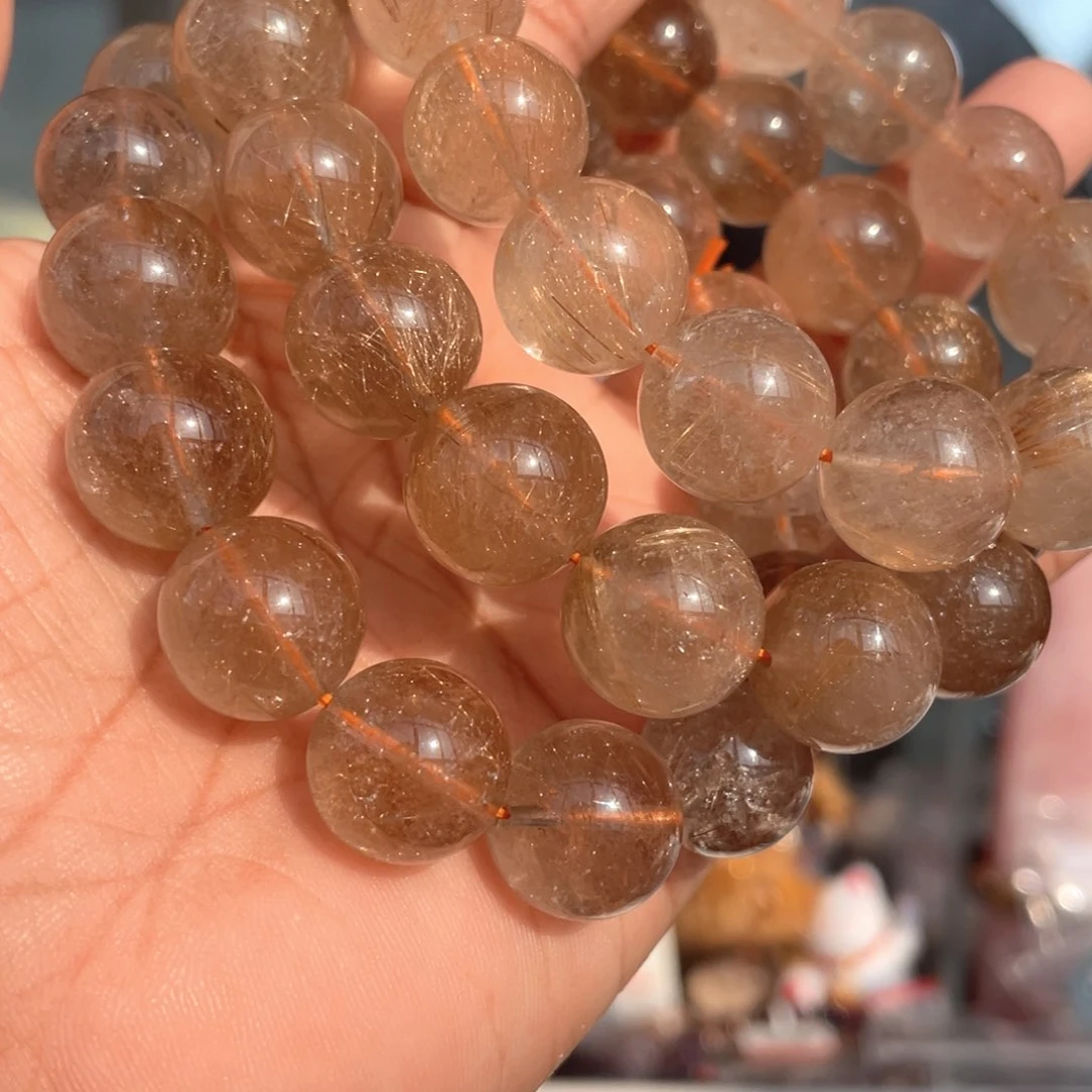 水晶手串未镶嵌14.5mm金发晶手串多样性发其一