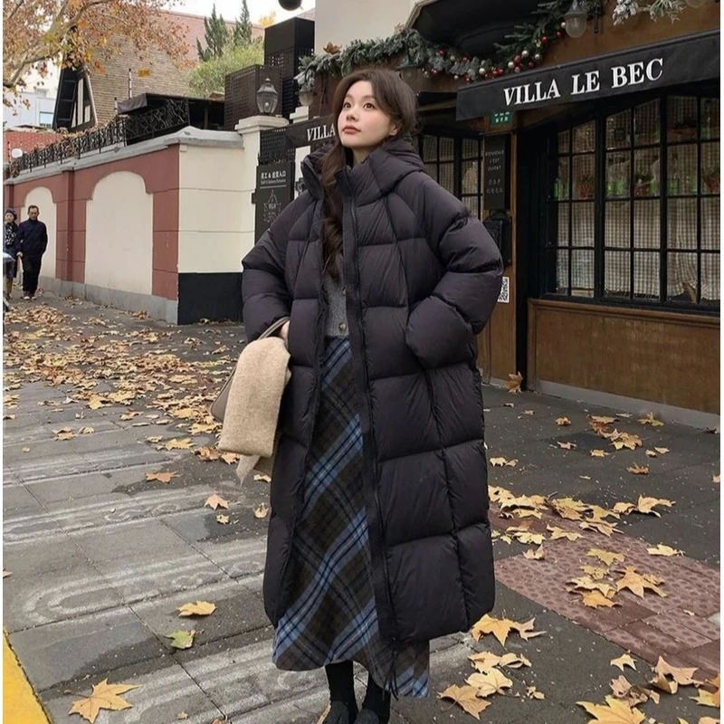 羽绒服女冬季中长款超好看高级感拉链小个子2025年新款过膝外套1