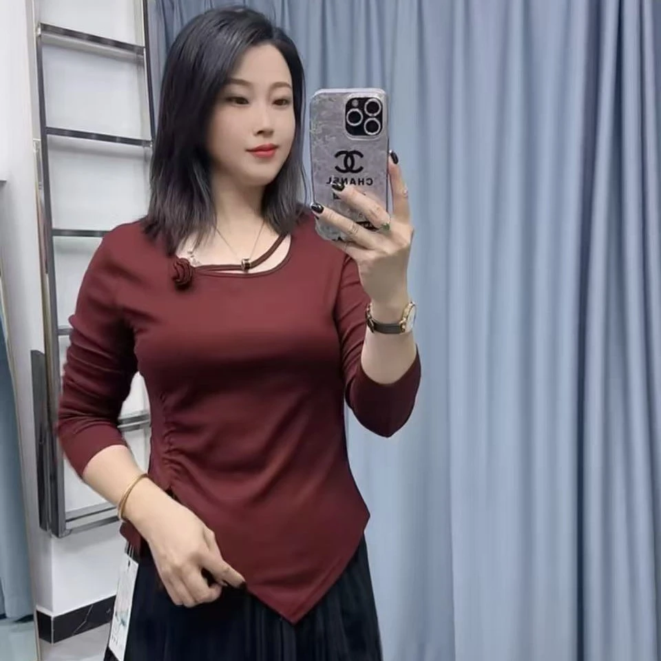 长袖衫显瘦秋季开叉百搭上衣6121