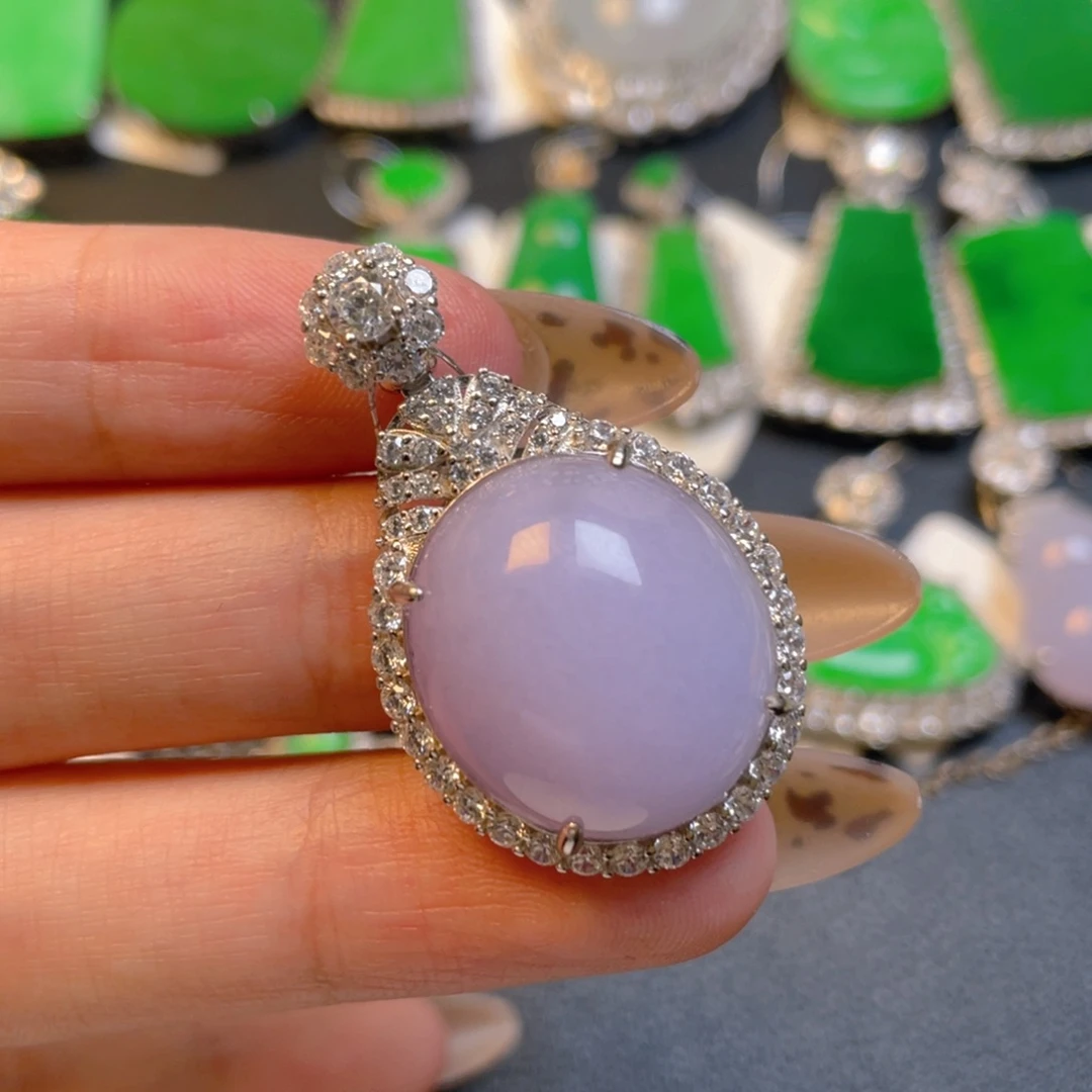 翡翠银S925镶嵌吊坠(不含链)