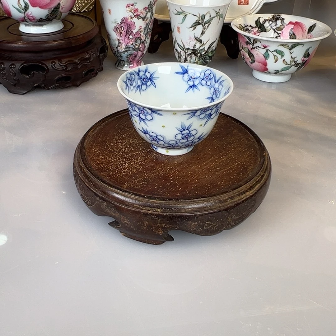 杯子青樵轩梅竹撇口杯