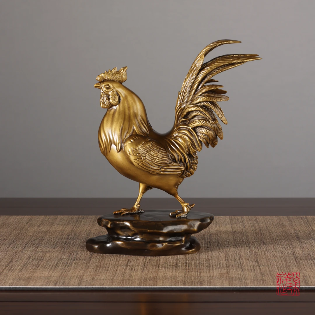 八瑞祥黄铜公鸡摆件【金鸡.大吉】生肖鸡家居客厅玄关办公室装饰品