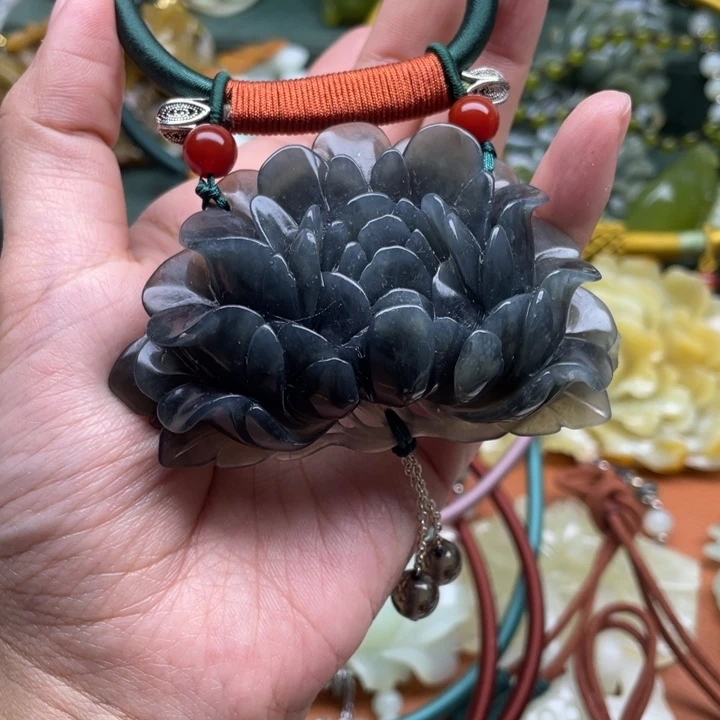 蛇纹石玉吊坠合金幸*签
