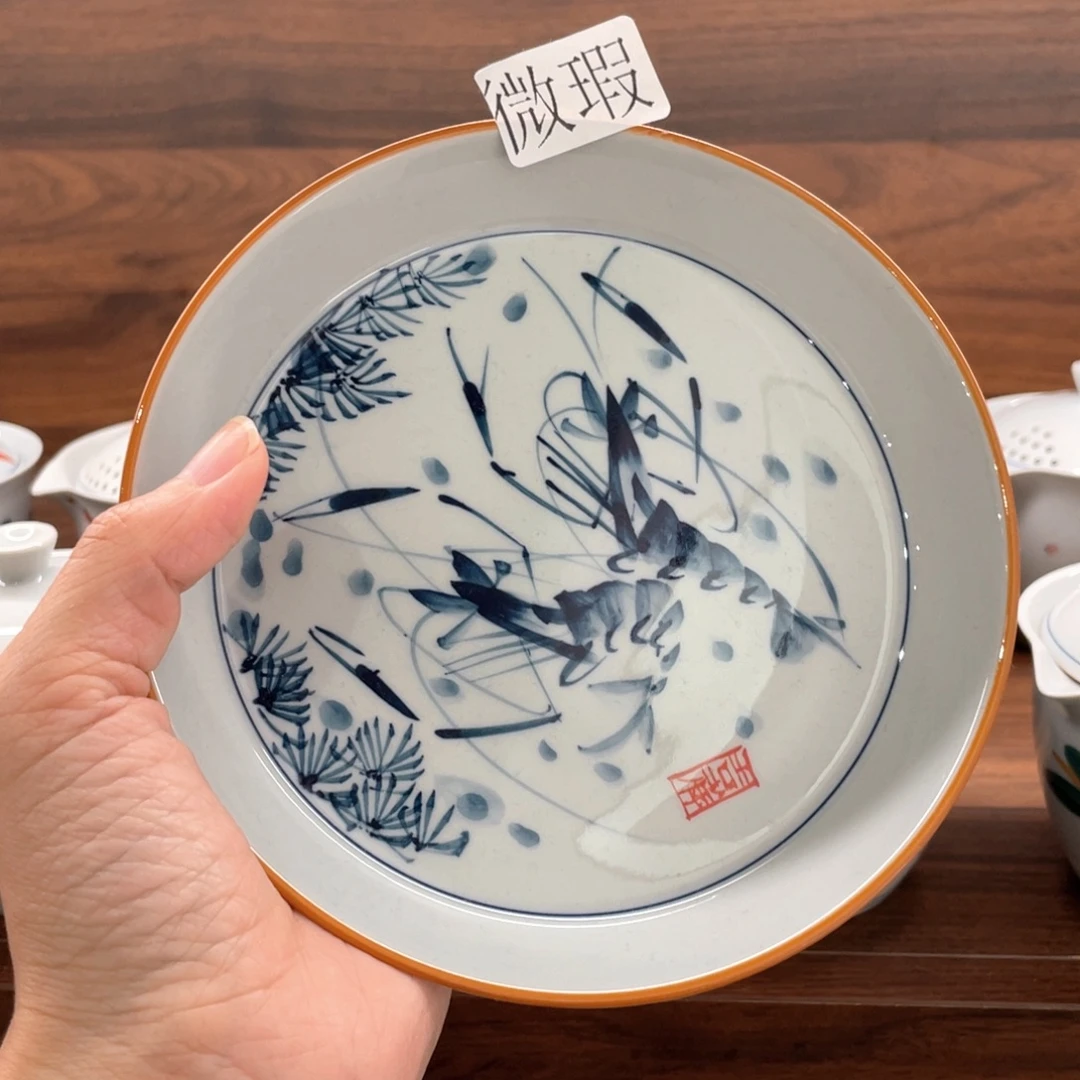 釉下手绘茶具微瑕