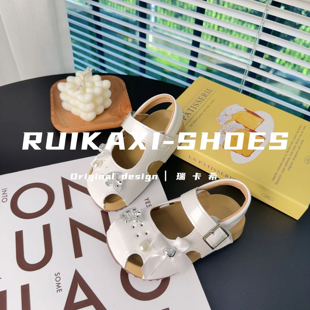 【瑞卡希】“寻梦公主”女童凉鞋2025夏季新款包头儿童蝴蝶结公主鞋