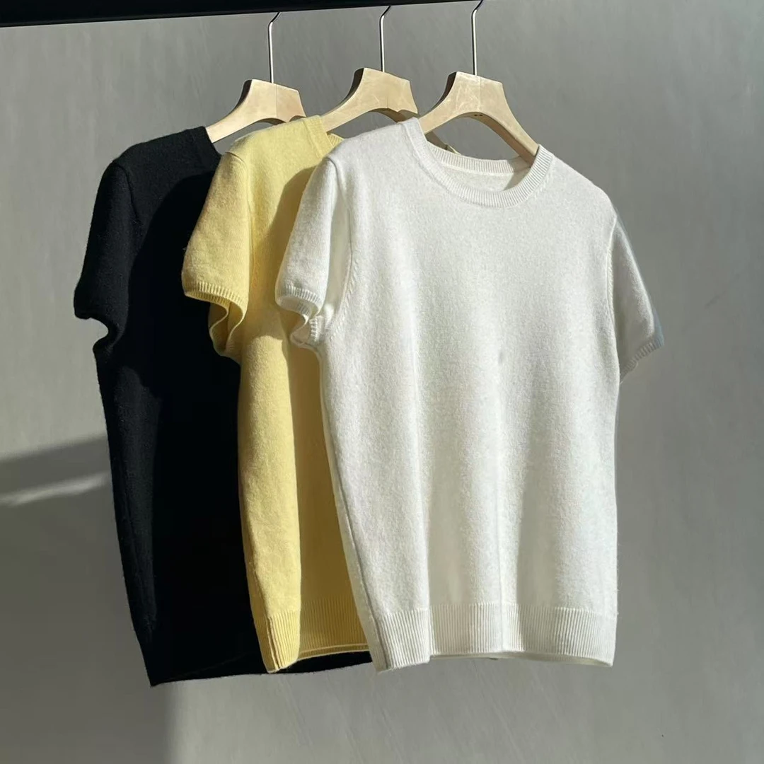 君怡【女士新款时尚百搭短袖】100山羊绒