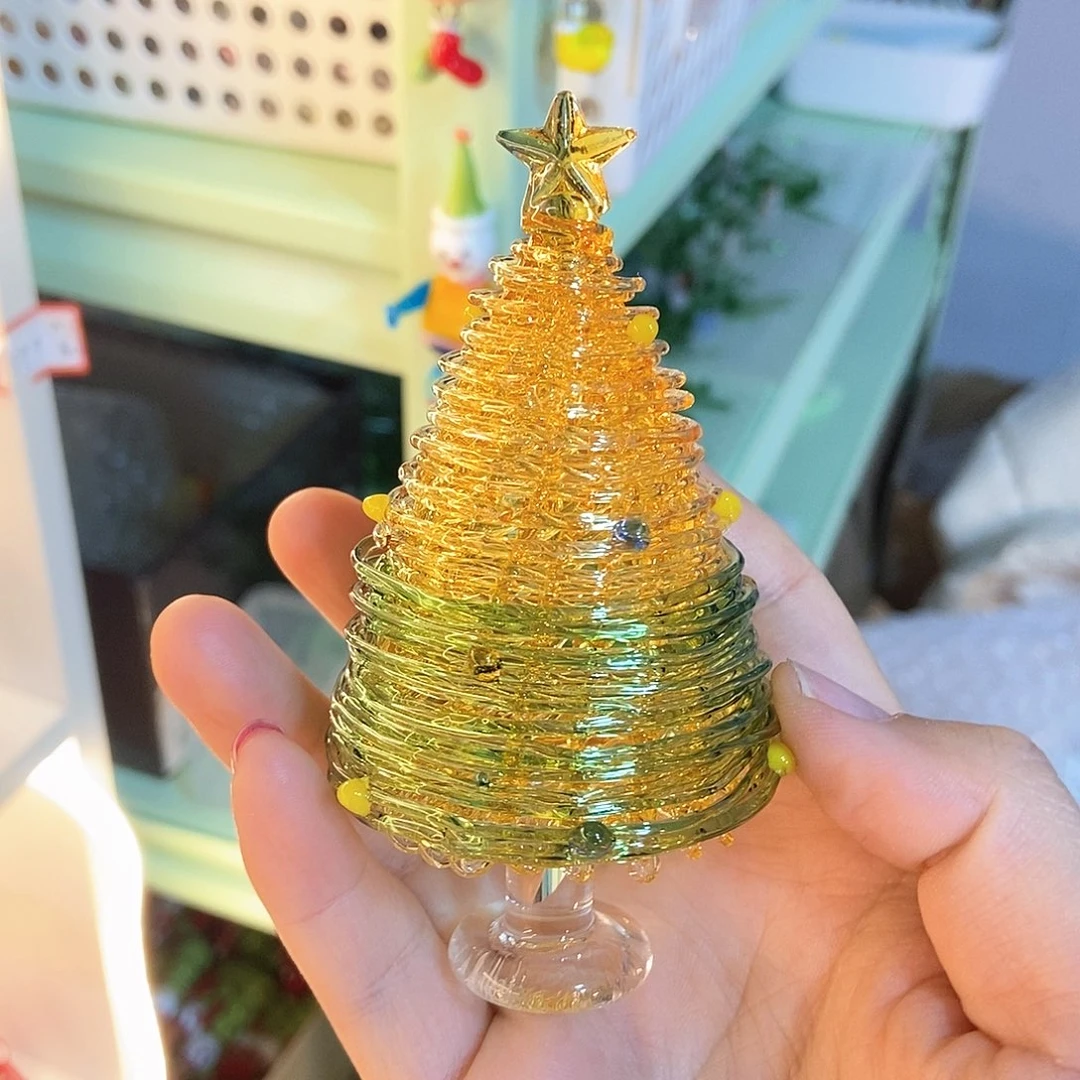 琉璃手工艺品黄绿拉丝