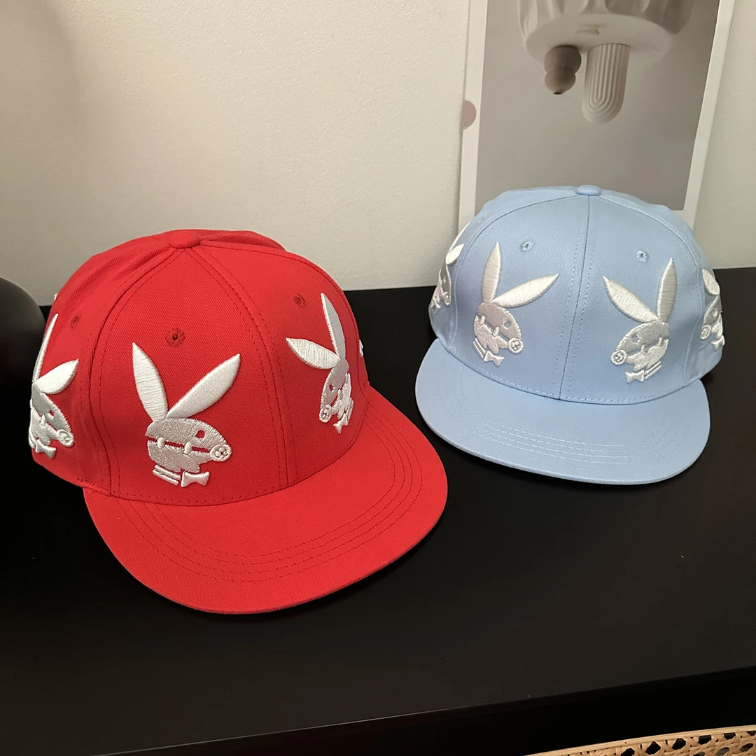 2025小众自制y2k甜酷辣妹风兔子美式街头嘻哈平沿可调节棒球帽潮