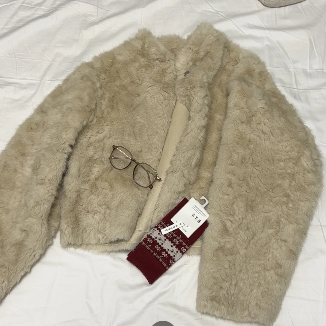 【奶油茉莉】毛绒小香立领短外套2160