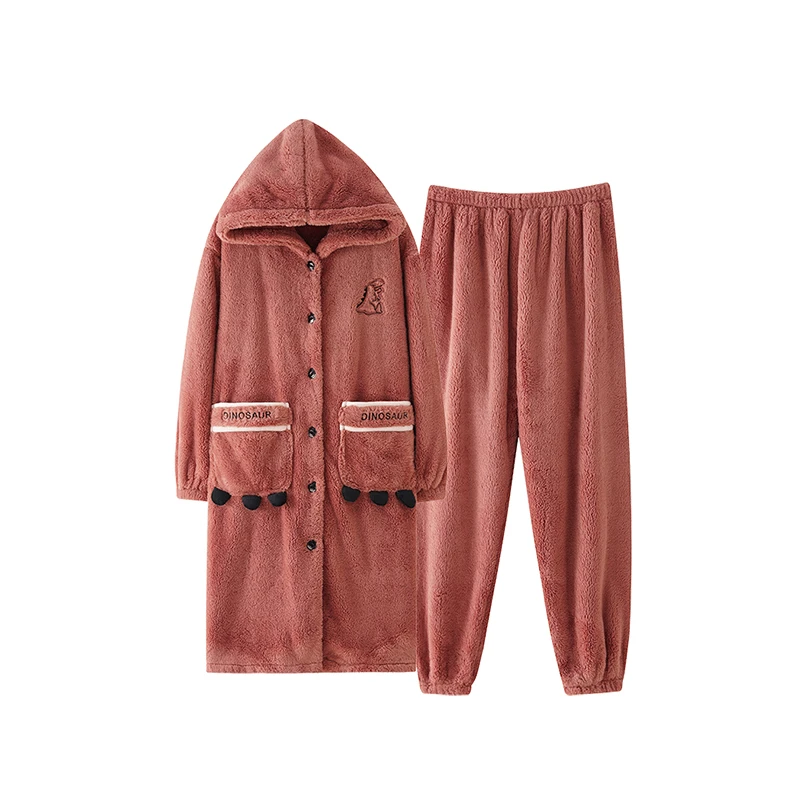 冬季情侣睡袍男加绒加厚珊瑚绒睡衣女秋冬季法兰绒长款浴袍家居服