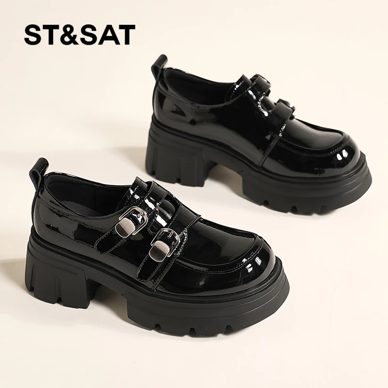 星期六女鞋2025春季小皮鞋英伦风黑色复古乐福鞋真皮单鞋百搭爆款