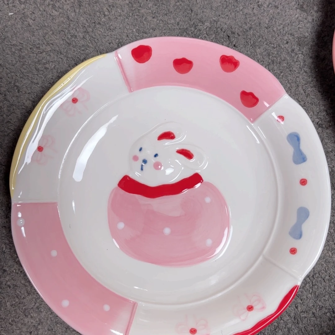 陶小兔子八寸草帽盘