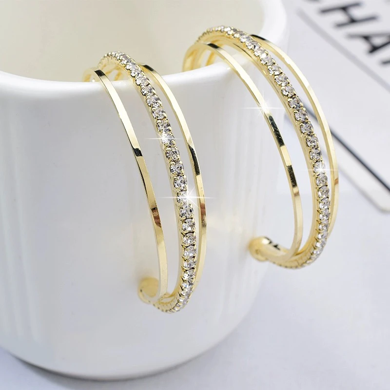 铜合金耳饰 新款潮几何金色圈圈简约百搭小众欧美耳环1584