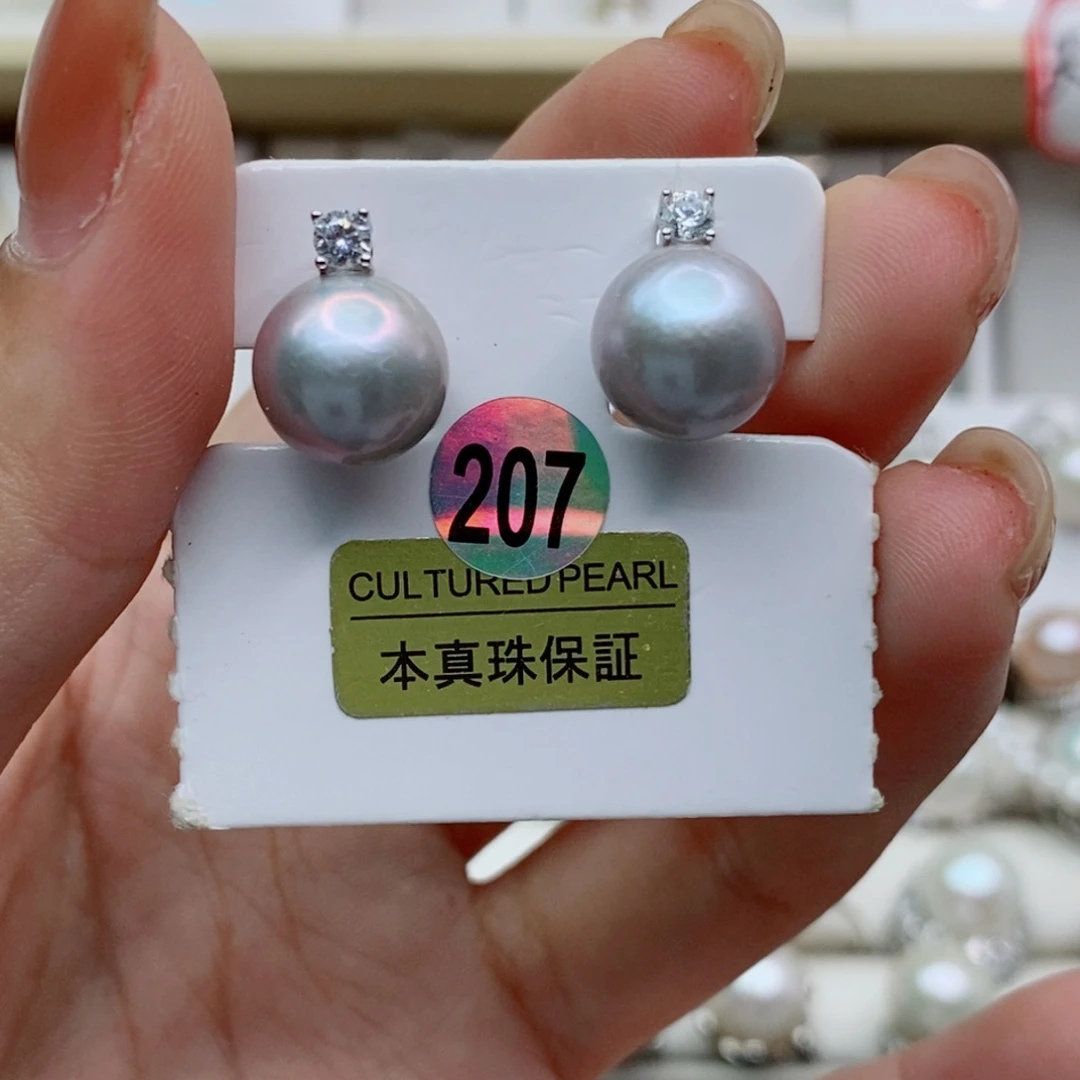 银S925镶嵌淡水珍珠耳饰