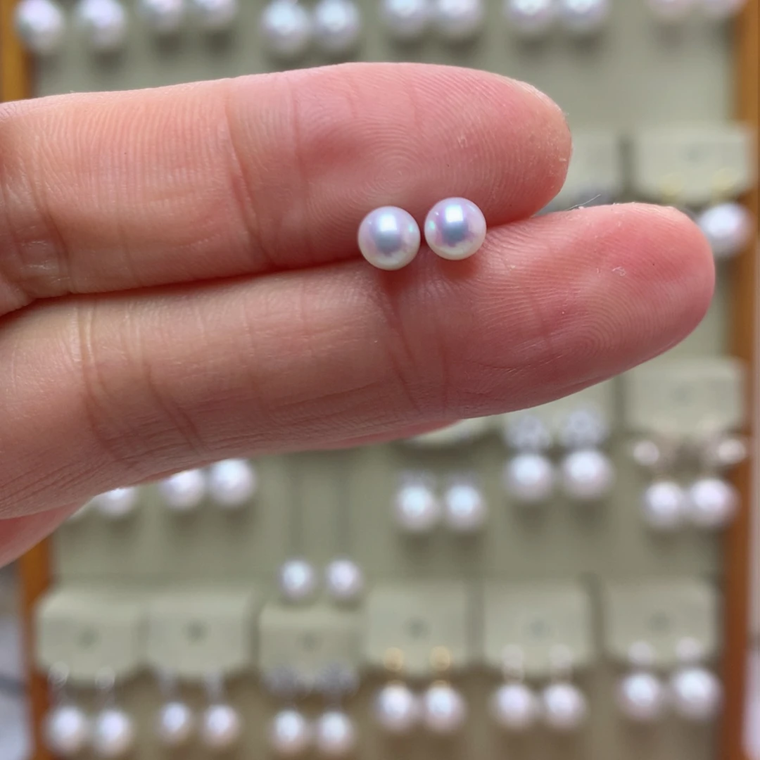 淡水珍珠耳饰银S925镶嵌小*3928