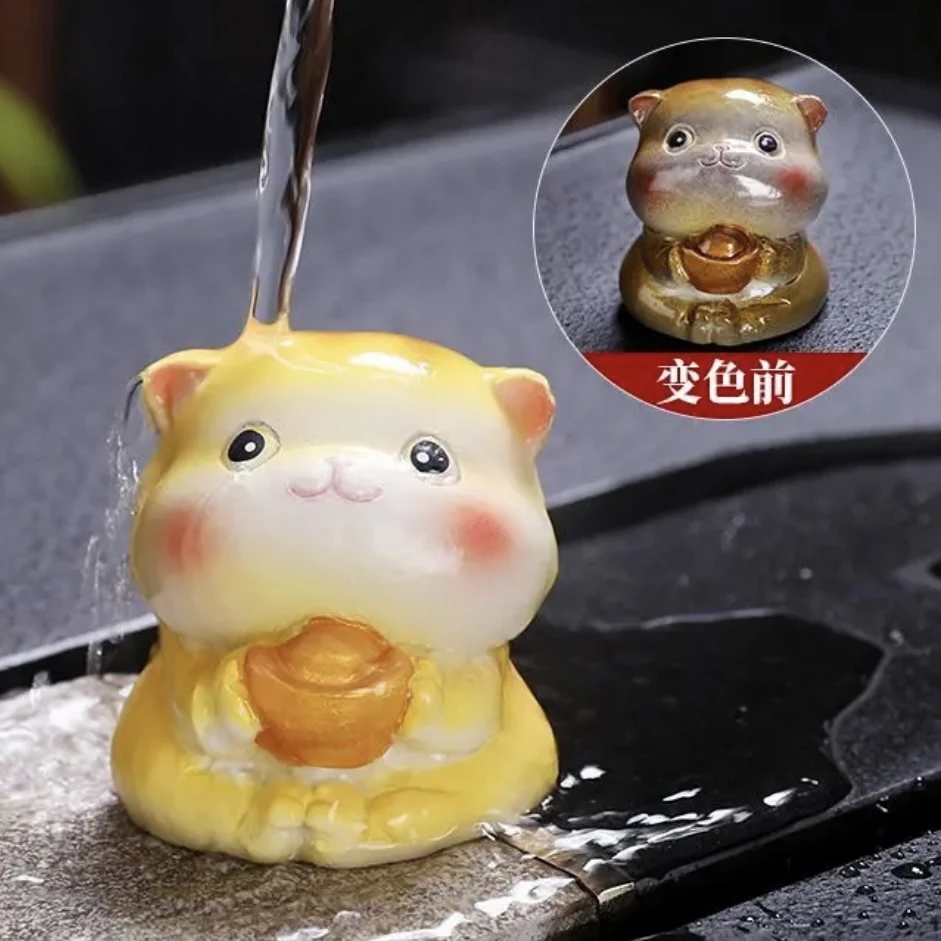 AA054变色茶宠摆件幸运招财猫茶宠可玩可养D