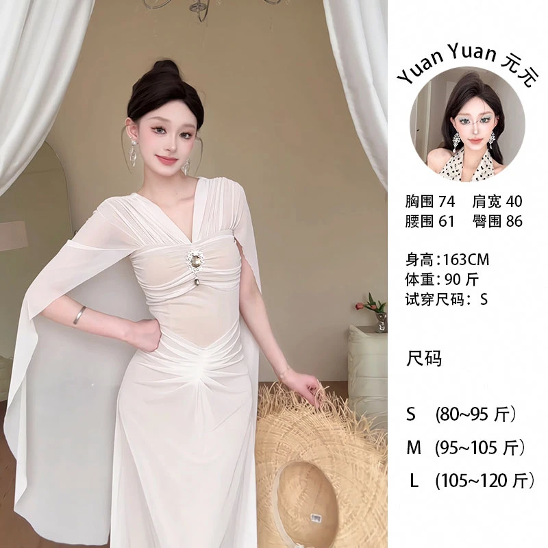 G4/C650 0811【元元】高级感法式温柔风气质仙女裙收腰显瘦长裙女