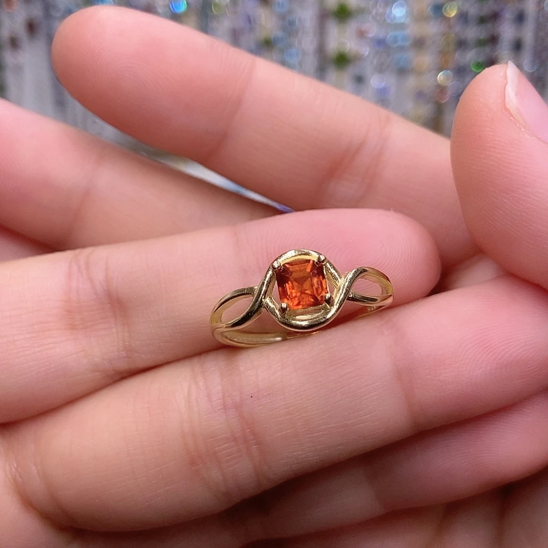 石榴石（芬达石）戒指银S925镶嵌