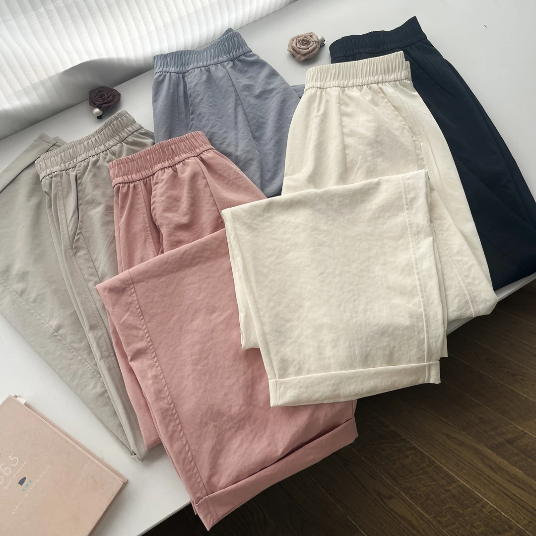 九分萝卜裤春秋新款显瘦慵懒直筒裤韩版时尚冰感裤柔丝抗皱