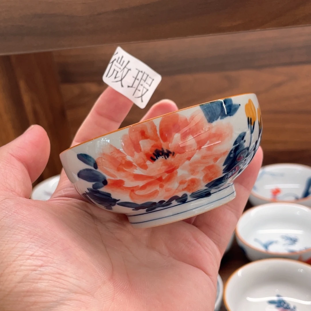 釉下手绘茶具微瑕
