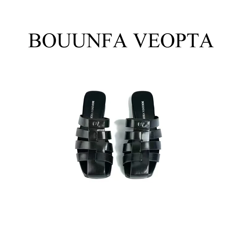 BOUUNFA VEOPTA【芯片】编织法式方头拖鞋气质时尚单鞋百搭夏季 D11