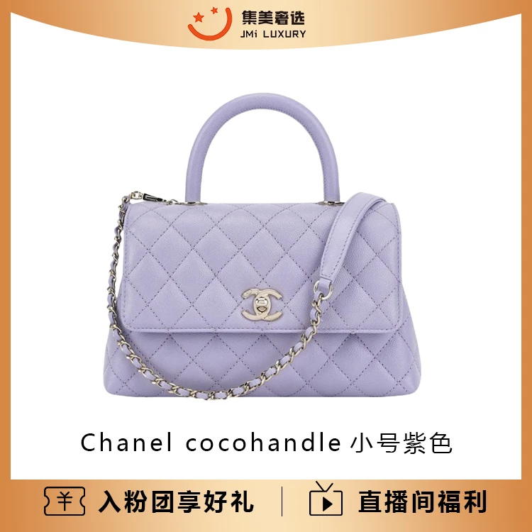 99新 Chanel/香奈儿 cocohandle小号鱼子酱紫色包/可送人/AM0501