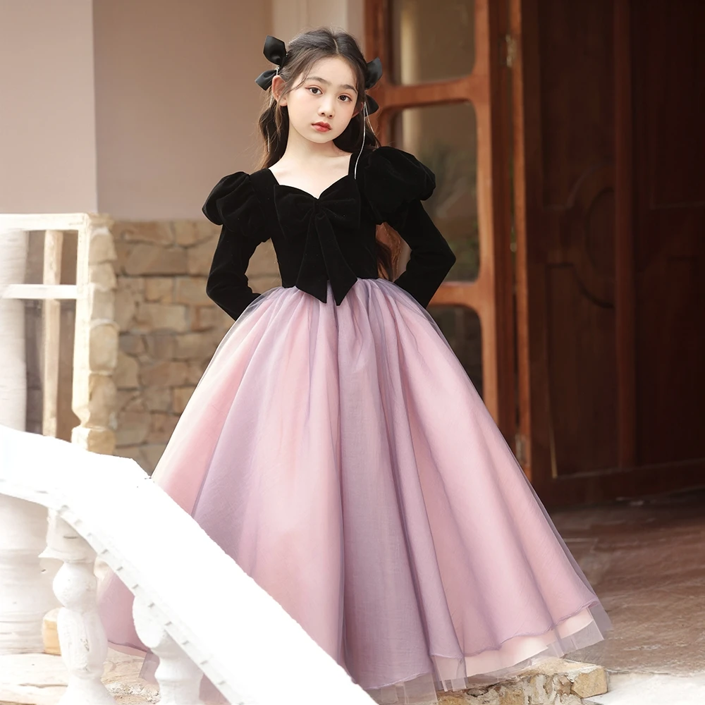 女童晚礼服花童高端女孩生日礼服公主裙儿童主持人钢琴演奏演出服