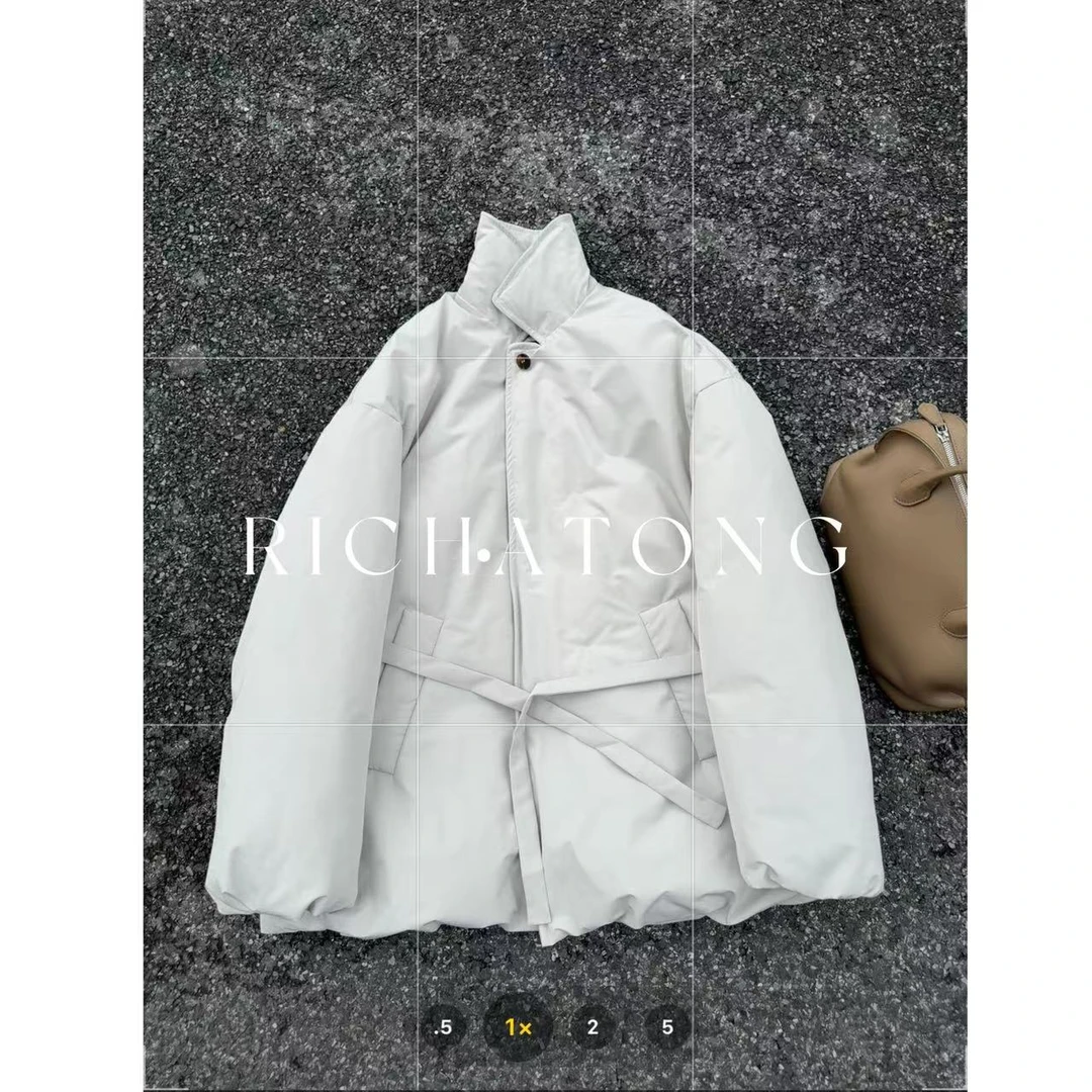 RICH ATONG.【肌理鹅绒】2025极简通勤腰带款90白鹅绒服1109-12