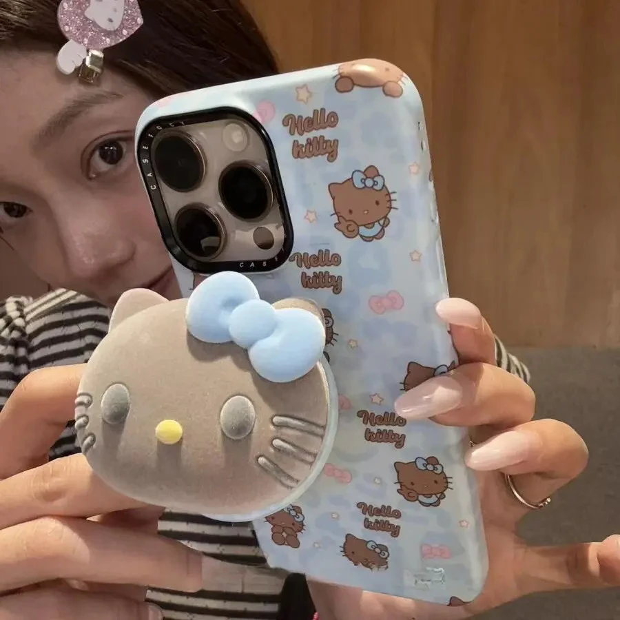 可爱蓝色豹纹黑皮kitty磁吸适用苹果16promax手机壳15保护套1413