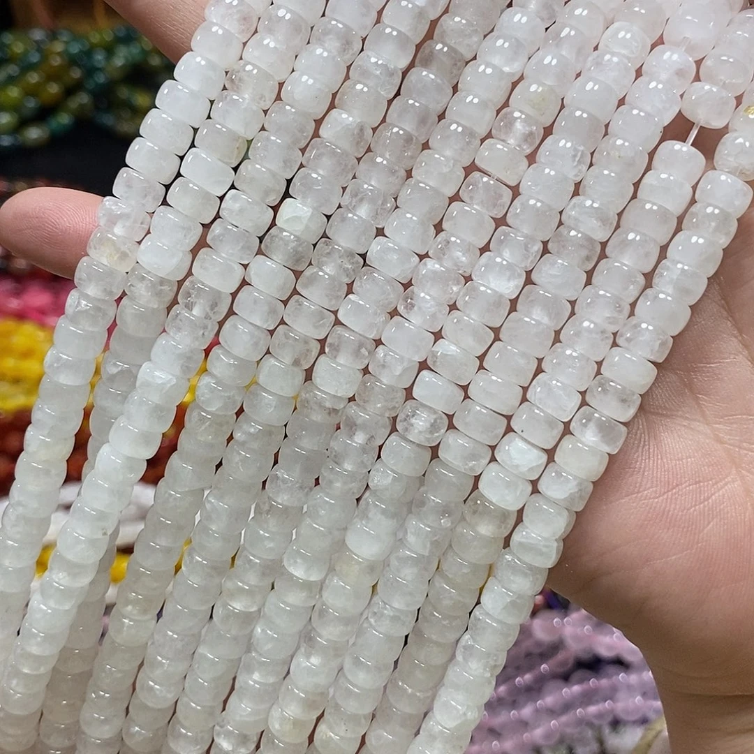 玛瑙/玉髓未镶嵌珠宝半成品白水幽灵直切一条卡6mm