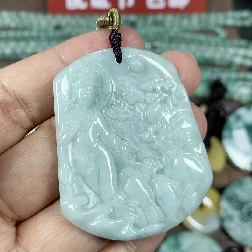 【闪购商品】翡翠颈饰未镶嵌玉吊坠翡翠玉山水自在观音
