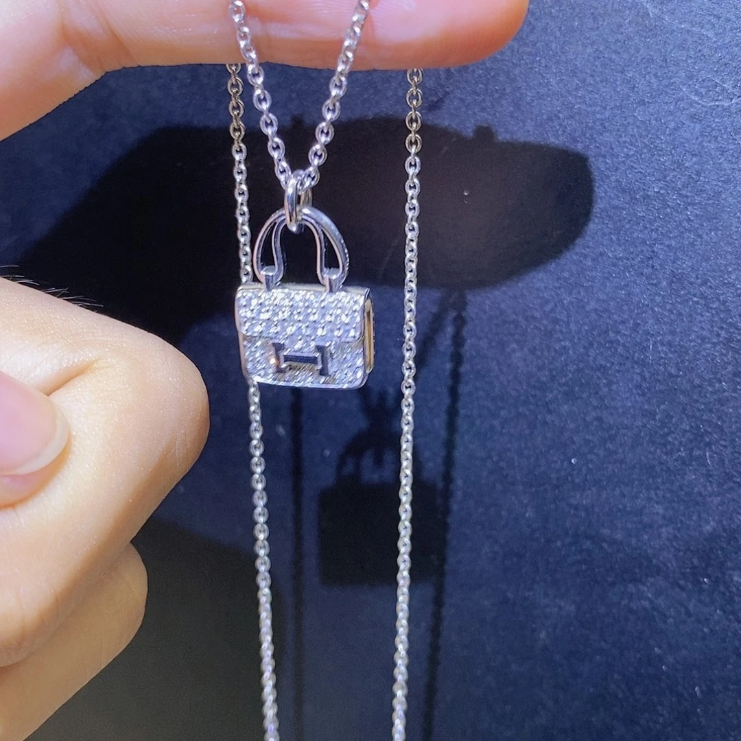 项链钻石18K金镶嵌包包k白